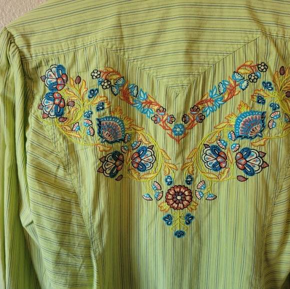 Johnny Was 3J Workshop Button Down Floral Embroidered Shirt, M - Picture 5 of 14